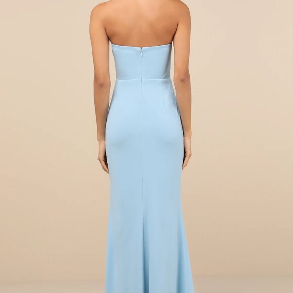 Lulus Elegant Finesse Light Blue Pleated Cutout Maxi Dress - Size M - Picture 4 of 6
